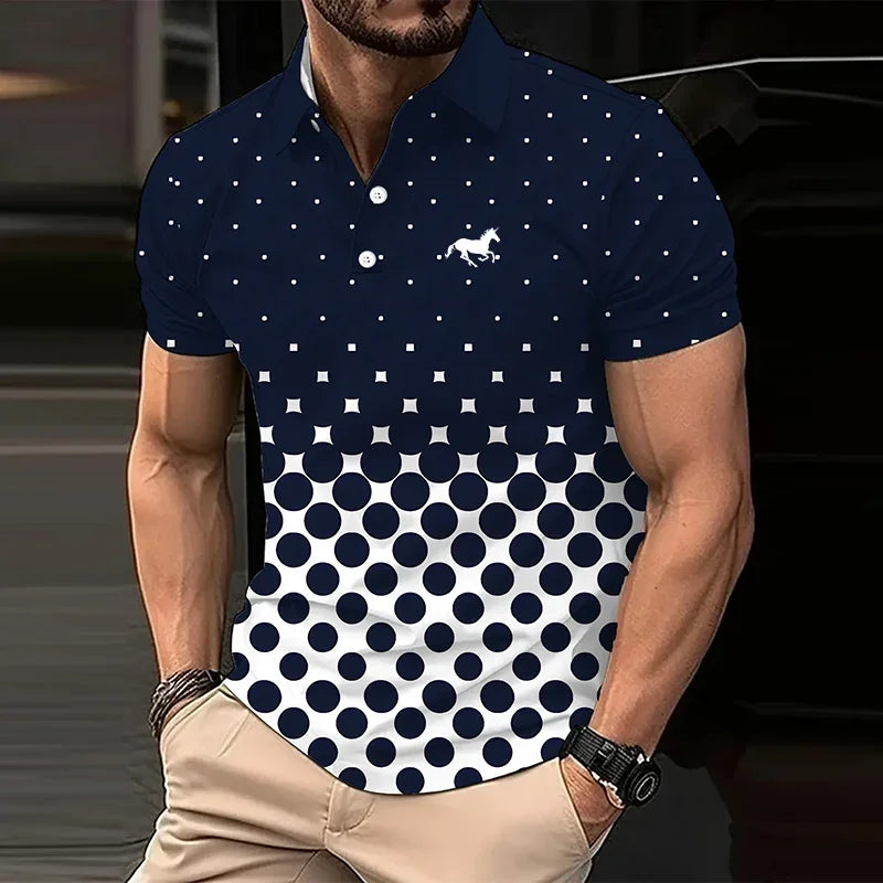 Men’s Contrast Color Knit Golf  Polo Shirt