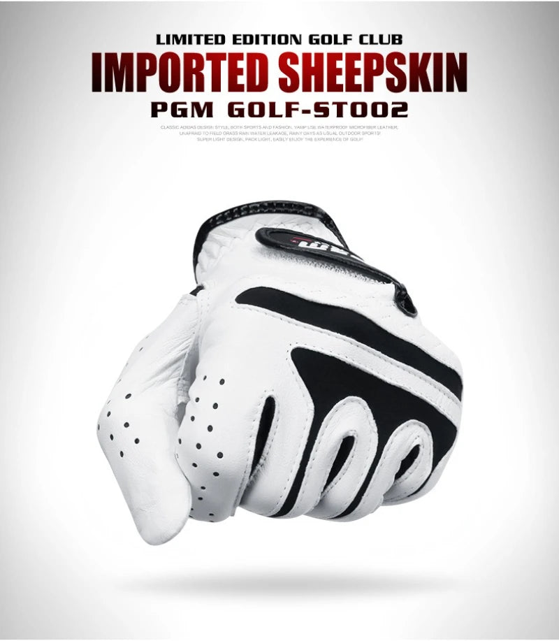 PGM Golf Gloves,Sheepskin Men's Left and Right One-handed Sports Gloves Durable Gloves Soft Breathable Non-Slip Golf Accessories