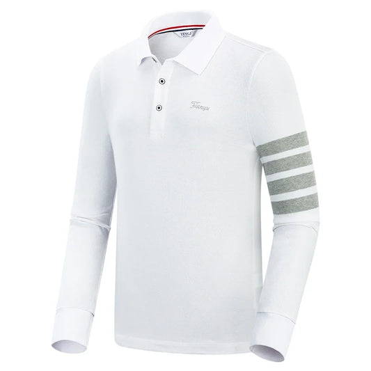 Men Breathable Striped Golf Polo