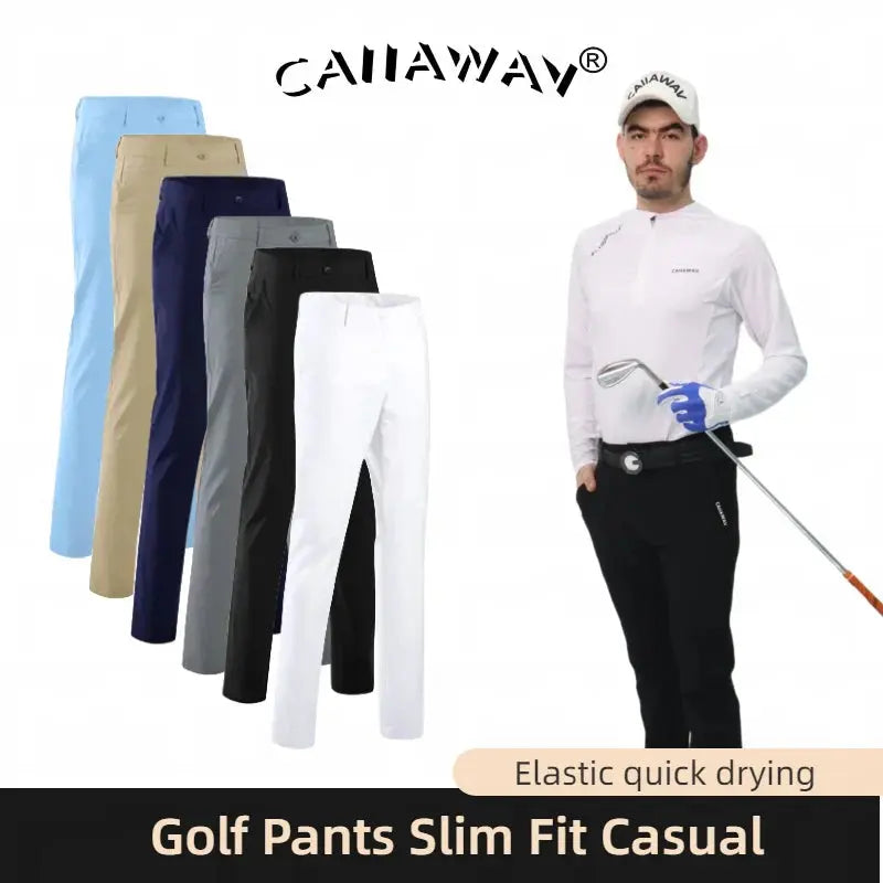 Men Elastic Slim Golf Pants