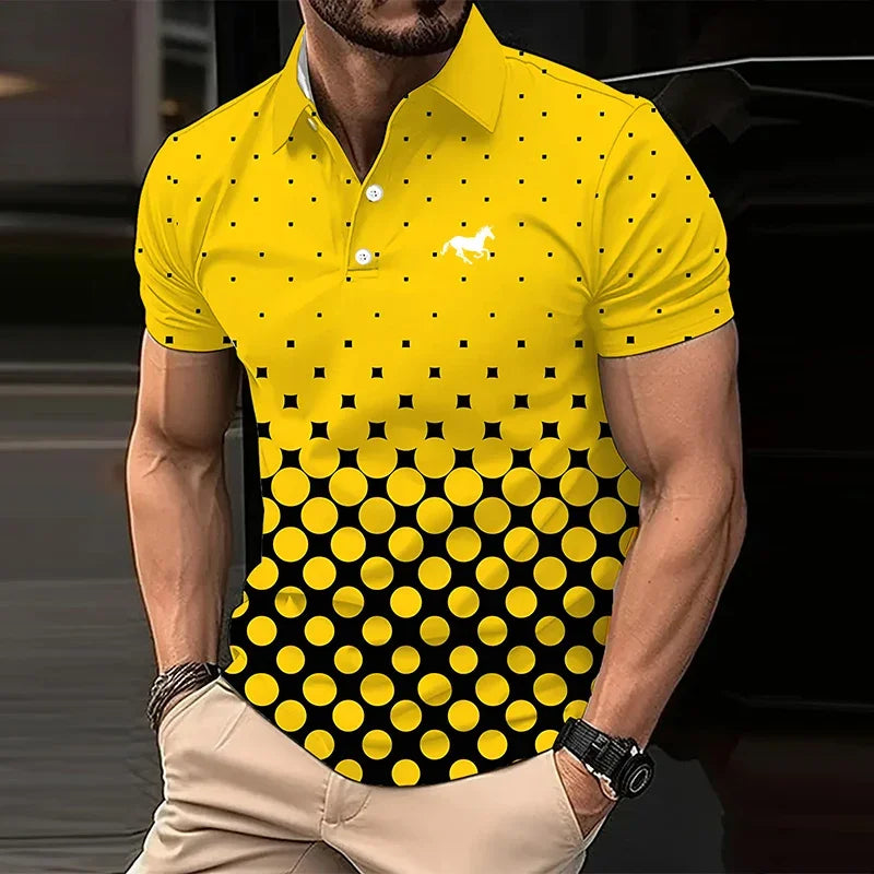 Men’s Contrast Color Knit Golf  Polo Shirt