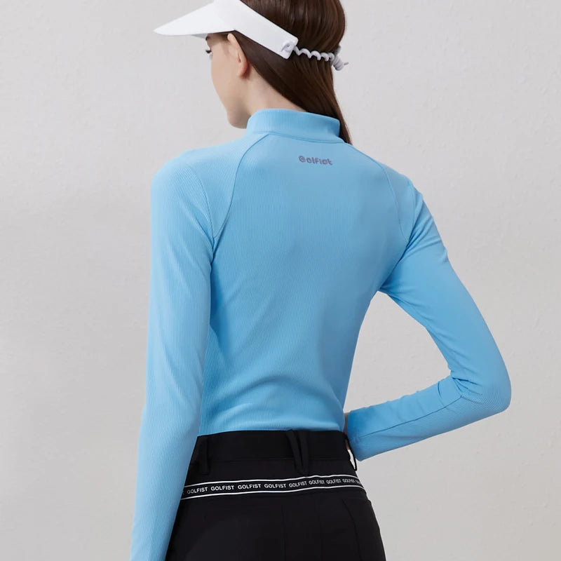 Golf Long Sleeve T-shirt Stand Collar