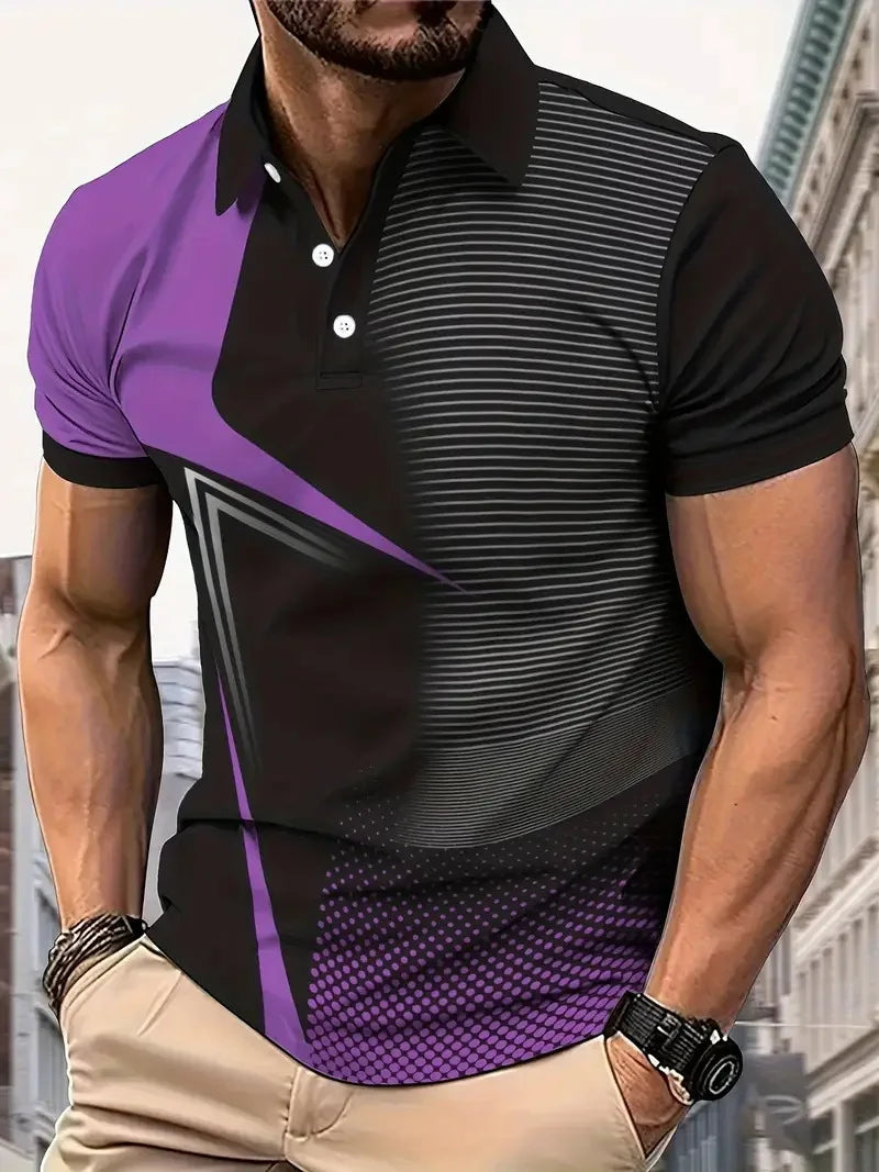 Geometric Print Men Golf Polo