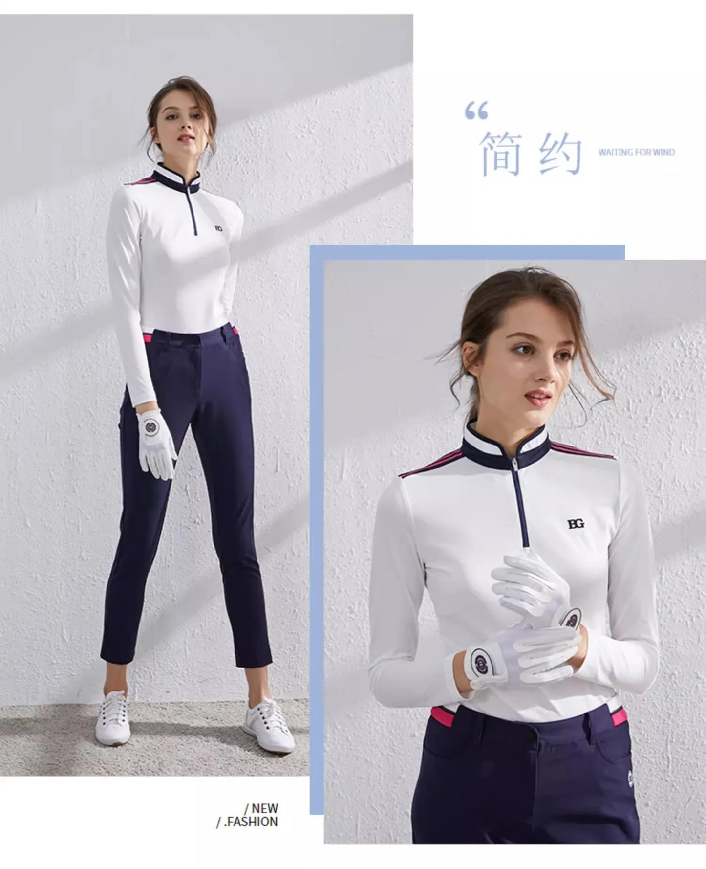 Long Sleeved zipper breathable Slim Fit Golf Polo