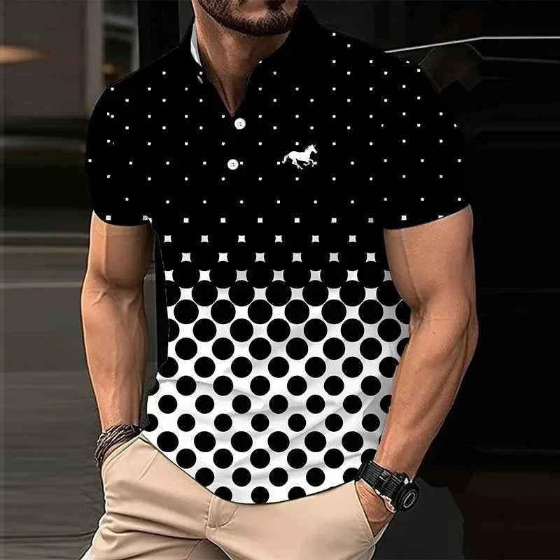 Men’s Contrast Color Knit Golf  Polo Shirt