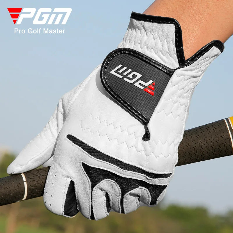 PGM Golf Gloves,Sheepskin Men's Left and Right One-handed Sports Gloves Durable Gloves Soft Breathable Non-Slip Golf Accessories