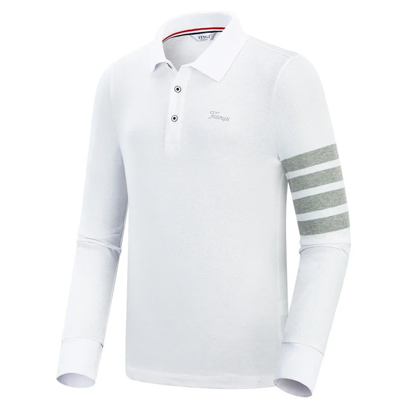 Men Breathable Striped Golf Polo