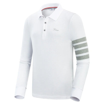 Men Breathable Striped Golf Polo