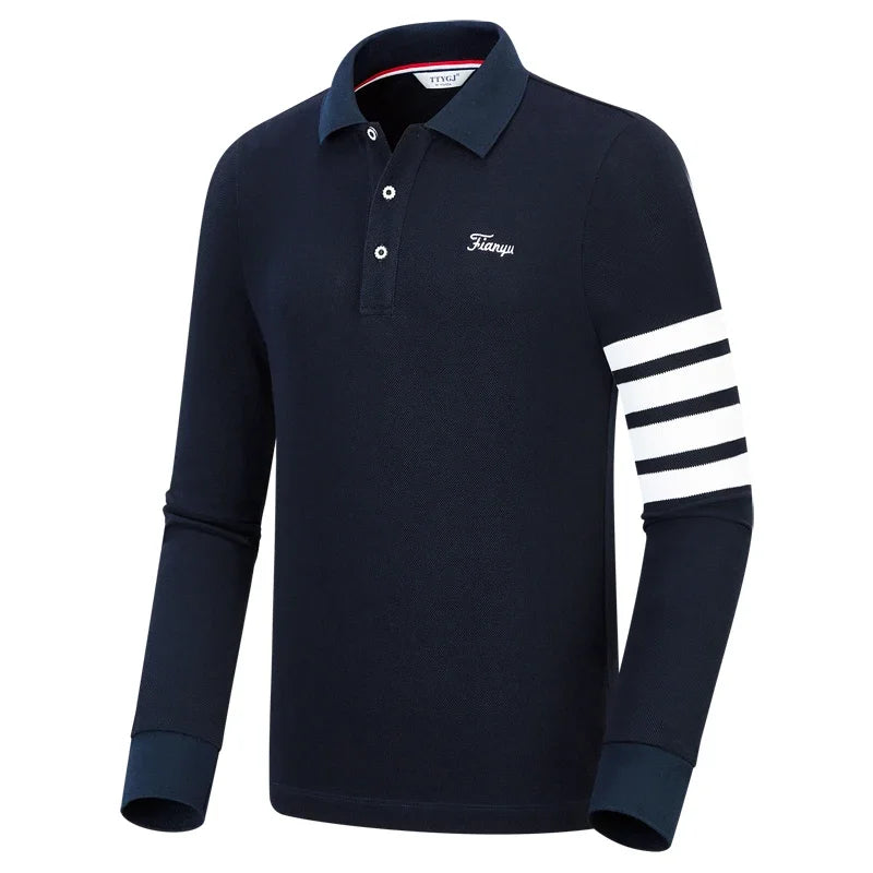 Men Breathable Striped Golf Polo