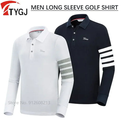 Men Breathable Striped Golf Polo