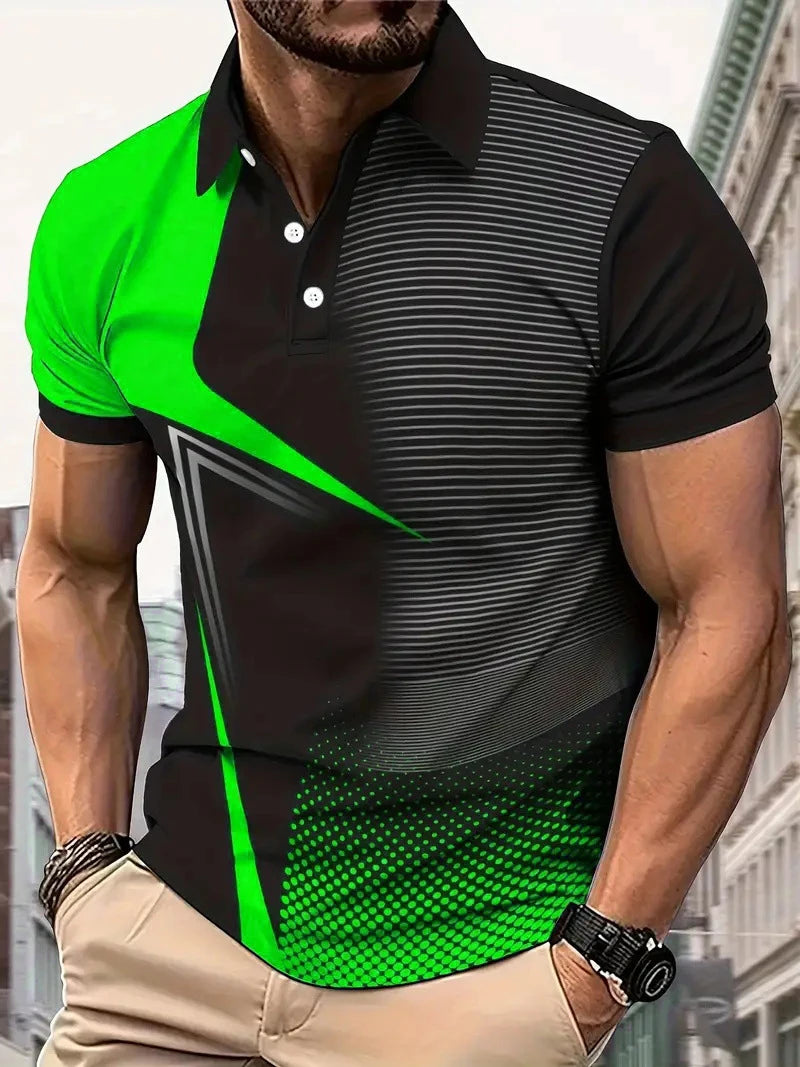 Geometric Print Men Golf Polo