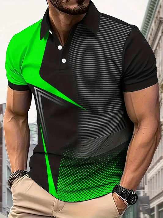 Geometric Print Men Golf Polo