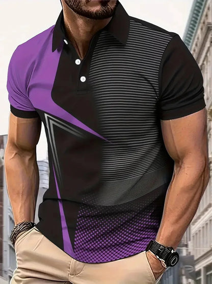 Geometric Print Men Golf Polo