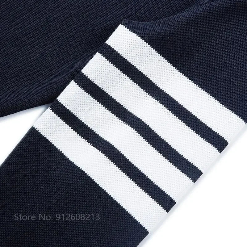 Men Breathable Striped Golf Polo