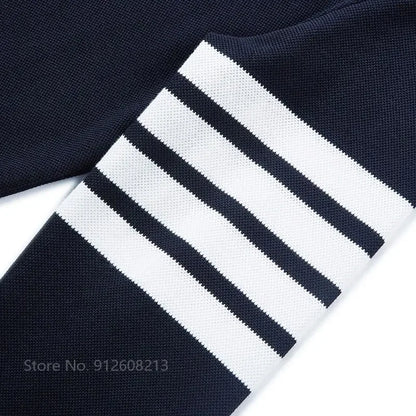 Men Breathable Striped Golf Polo