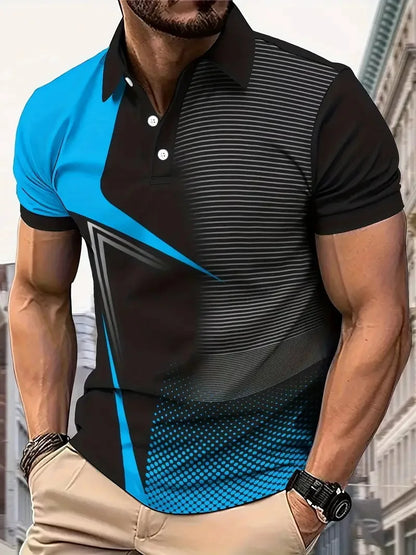 Geometric Print Men Golf Polo
