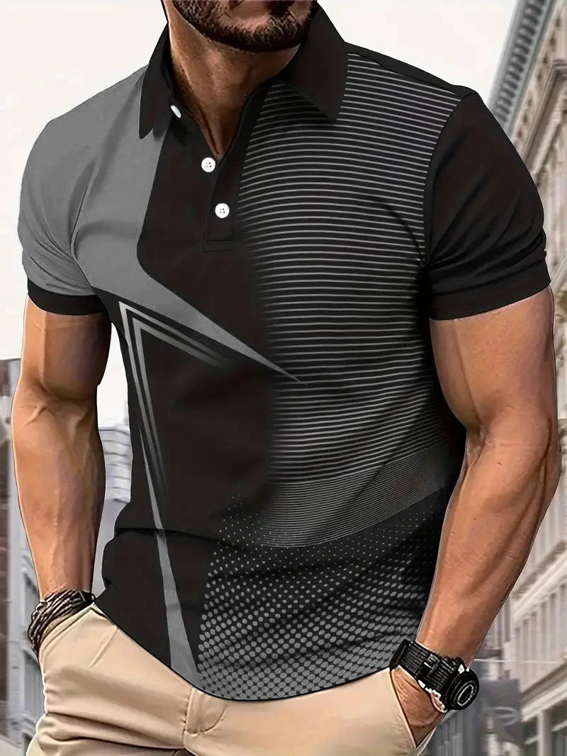 Geometric Print Men Golf Polo