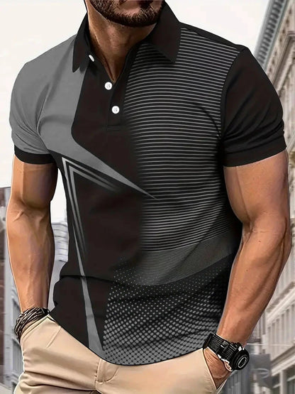 Geometric Print Men Golf Polo