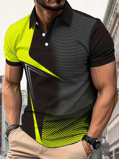 Geometric Print Men Golf Polo