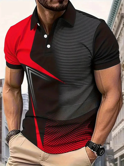 Geometric Print Men Golf Polo