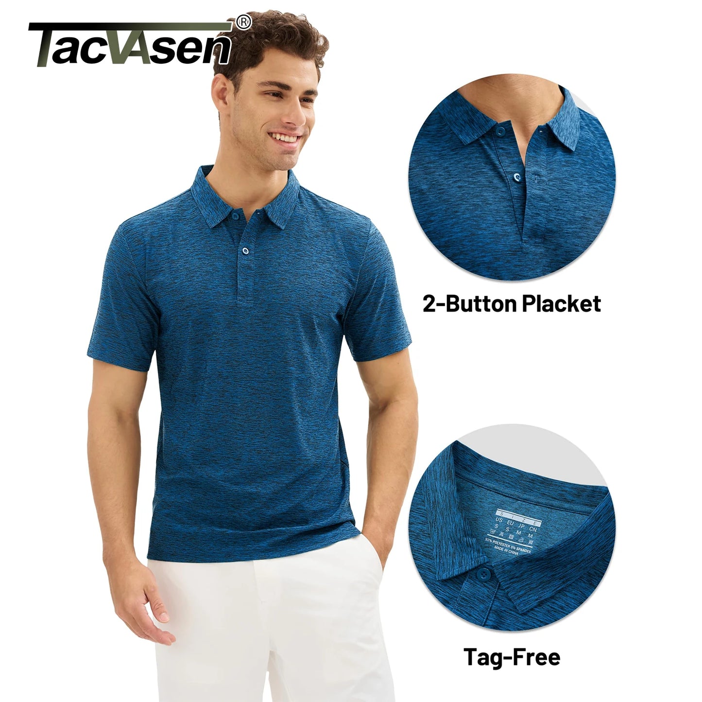 TACVASEN Golf Polo Shirt – Quick Dry, Lightweight & Breathable Summer Tee