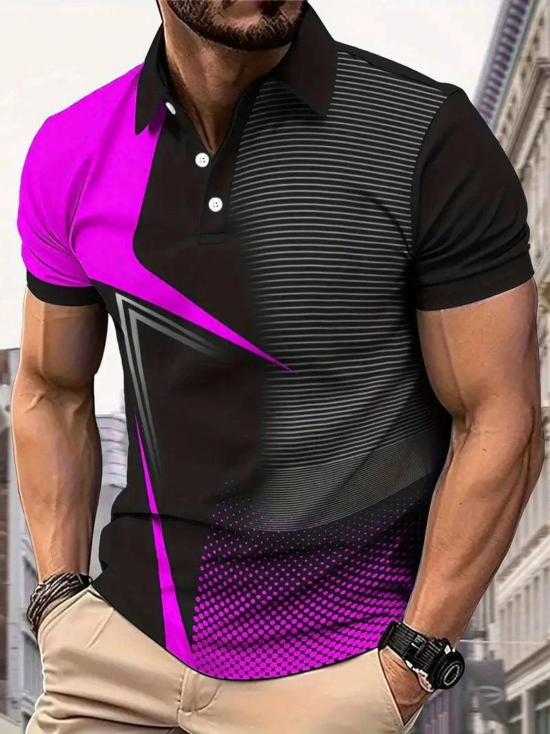 Geometric Print Men Golf Polo