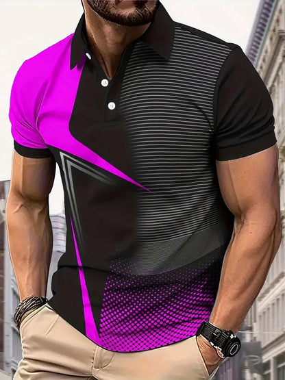 Geometric Print Men Golf Polo